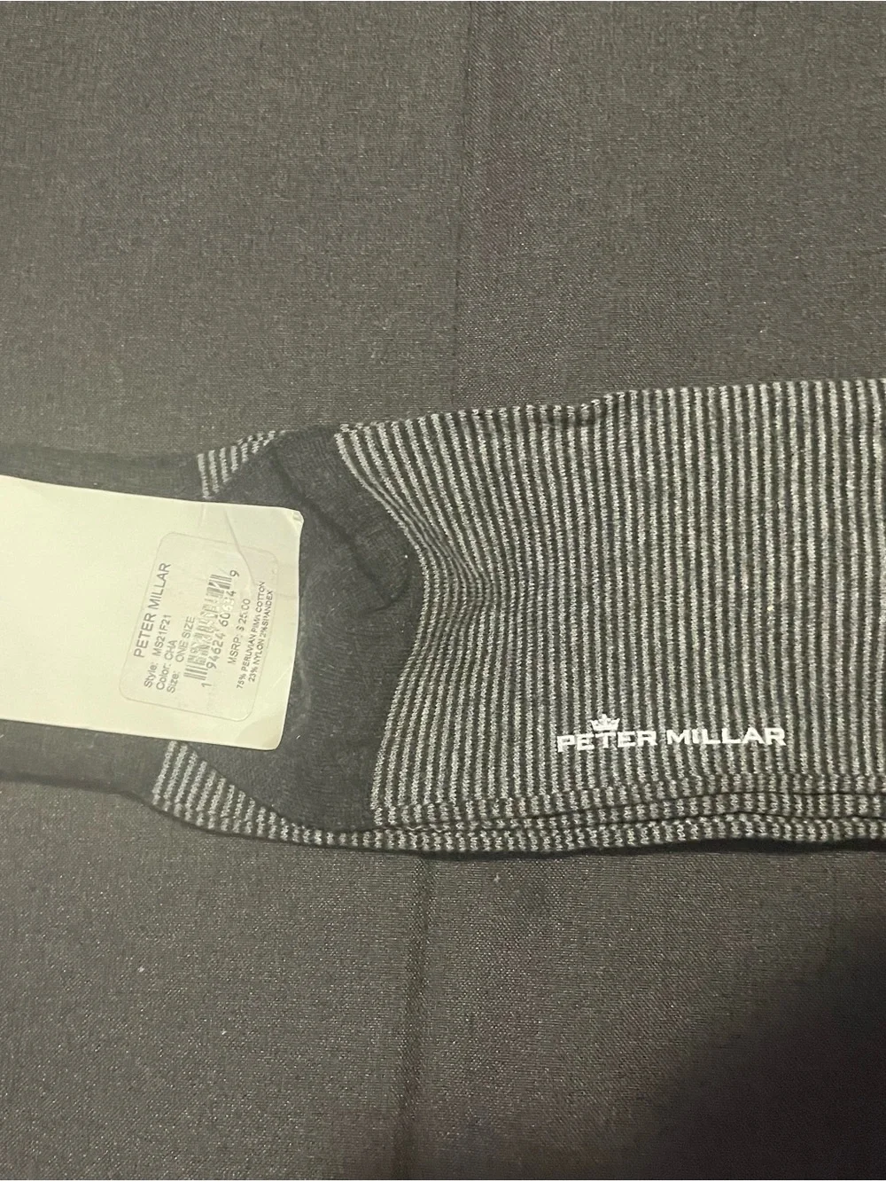 Peter Millar Black and Gray Thin-Stripe Dress Socks